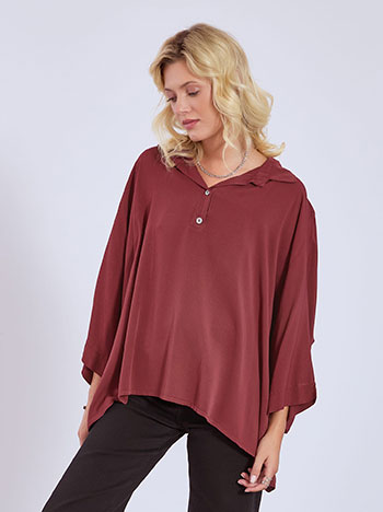 Top oversized with buttons in wine red