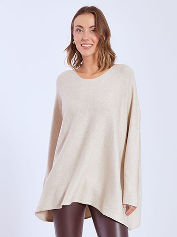 Sweater metallic oversized in beige