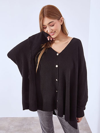Ζακέτα ασύμμετρη oversized σε μαύρο