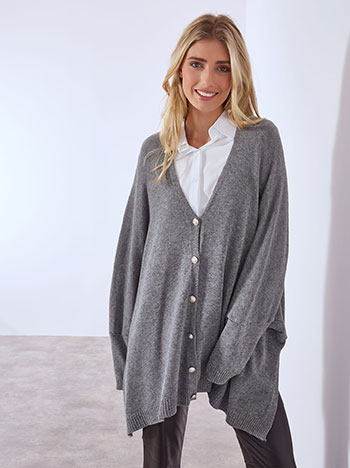Cardigan asymmetric oversized in grey