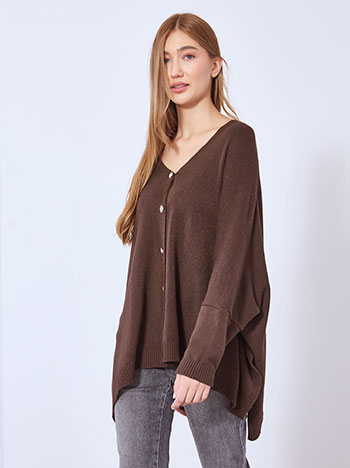 Ζακέτα ασύμμετρη oversized σε καφέ σκούρο