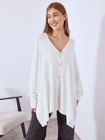 Ζακέτα ασύμμετρη oversized σε εκρού