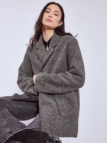 Παλτό με μαλλί σε γκρι σκούρο