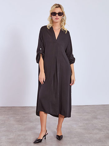 Dress midi oversized with pleat in black