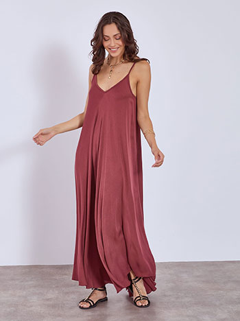 Dress viscose maxi in wine red