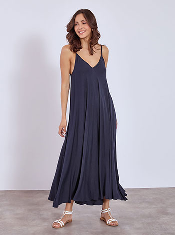 Dress viscose maxi in dark blue
