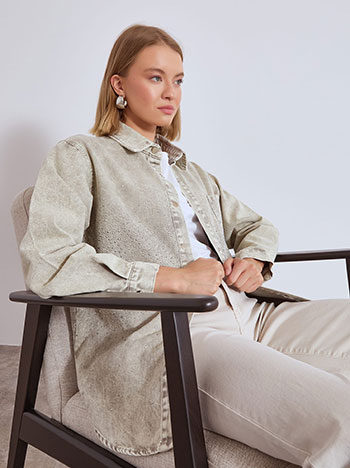 Jacket denim with strass in grey