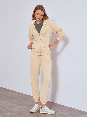 Σετ αθλητικό ζακέτα και παντελόνι σε μπεζ