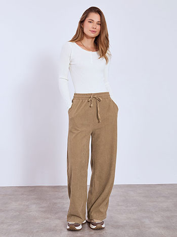 trousers wide leg corduroy in brown