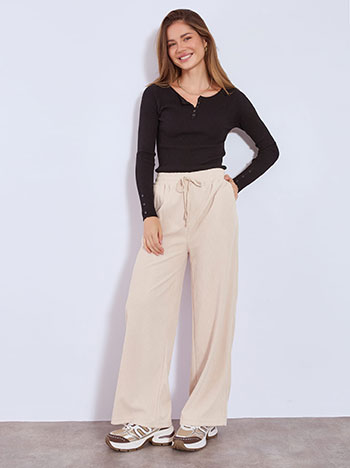 trousers wide leg corduroy in beige