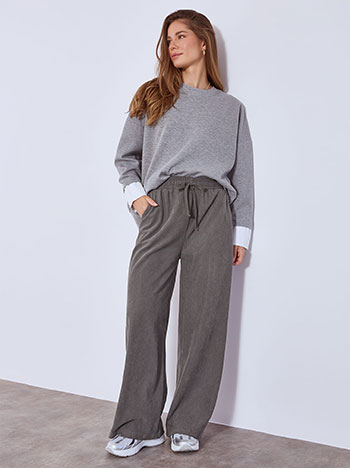 trousers wide leg corduroy in dark grey