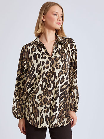 Shirt leopard asymmetric in brown