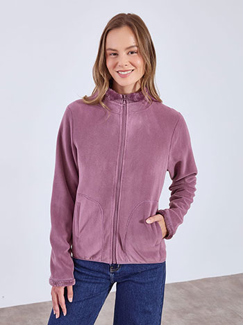 Cardigan with lining in purple