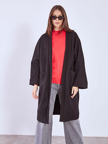 Παλτό μακρύ με τσέπες σε μαύρο