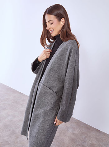 Coat long with pockets in grey