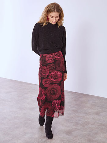 Φούστα φλοράλ μάξι σε μπορντό