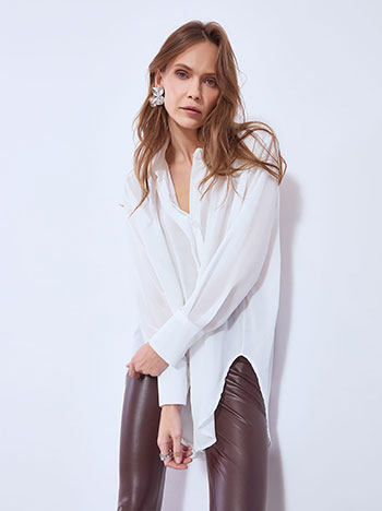 Shirt monochrome asymmetric in white