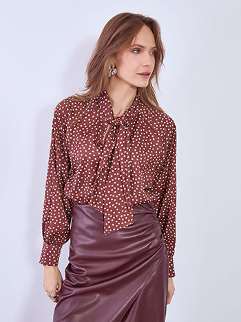 Top with pocka dots satin in wine red