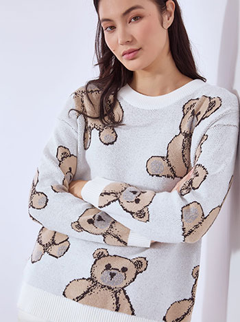 Πουλόβερ με αρκουδάκια σε μπεζ ανοιχτό