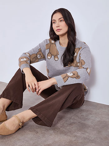 Πουλόβερ με αρκουδάκια σε γκρι