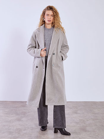 Παλτό μονόχρωμο με απαλή υφή σε καφέ ανοιχτό