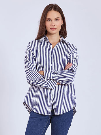 Πουκάμισο ριγέ σε σκούρο μπλε