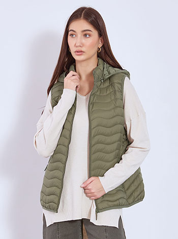 Jacket sleeveless quilted in khaki