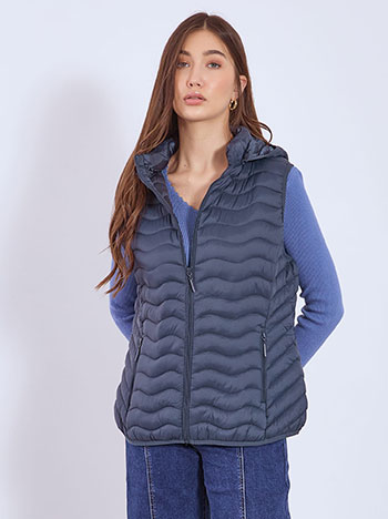 Μπουφάν αμάνικο καπιτονέ σε σκούρο μπλε