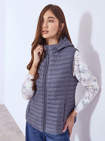 Μπουφάν αμάνικο σε μπλε ραφ