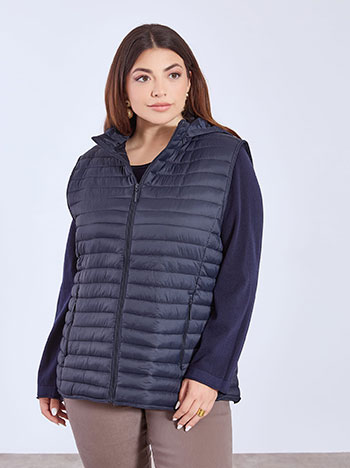 Μπουφάν αμάνικο σε σκούρο μπλε