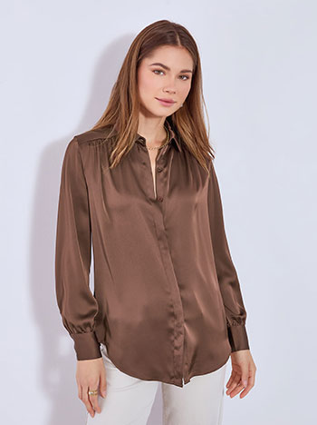 Shirt satin in brown