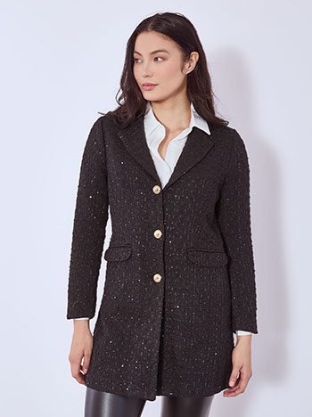 Παλτό με παγιέτες σε μαύρο