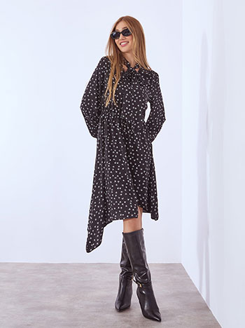 Dress mini printed with tie in black