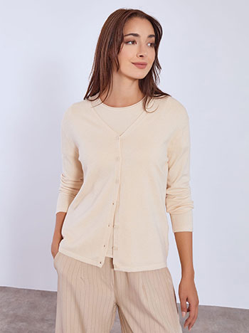 Set cardigan top in beige