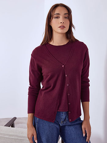 Set cardigan top in wine red