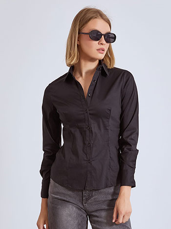 Shirt elastic with cotton in black