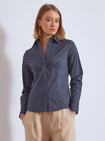 Shirt elastic with cotton in dark blue