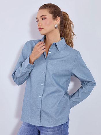 Πουκάμισο denim όψη με strass σε ίντιγκο