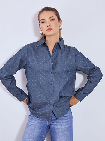 Πουκάμισο denim με strass σε μπλε