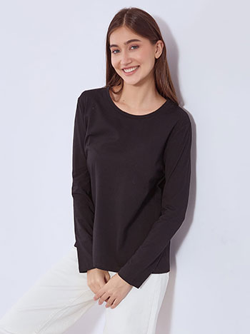 Top monochrome with cotton in black