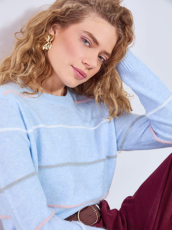 Πουλόβερ με ρίγες σε γαλάζιο