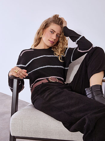 Sweater with stripes in black