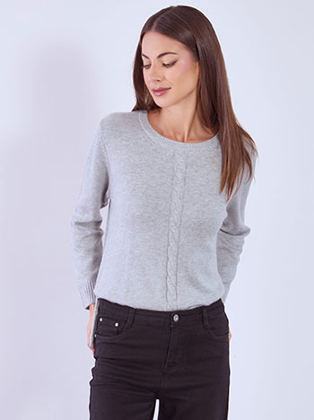 Πουλόβερ με ανοίγματα στο πλάι σε γκρι