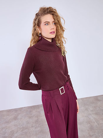 Ζιβάγκο πλεκτό μονόχρωμο σε μωβ σκούρο