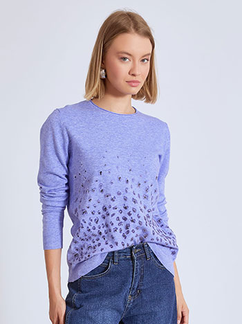 Top with textured leopard details in light blue