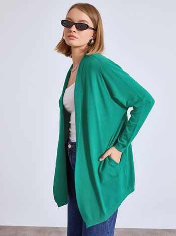 Cardigan knitted monochrome in green