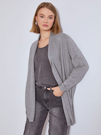 Ζακέτα πλεκτή μονόχρωμη σε γκρι