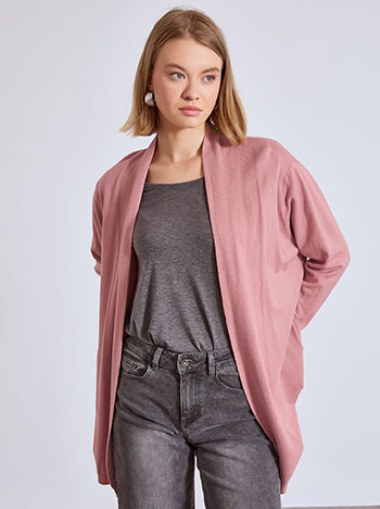 Cardigan knitted monochrome in dusty pink