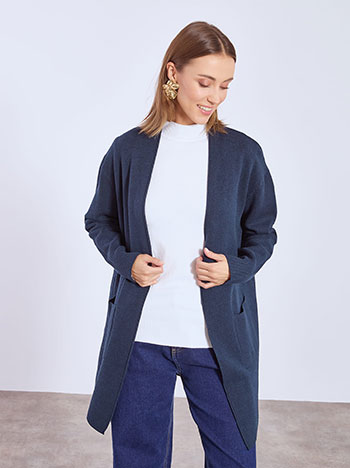 Ζακέτα πλεκτή με βισκόζη σε σκούρο μπλε