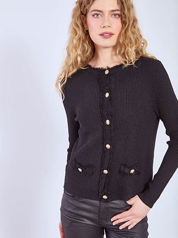 Cardigan in textured fabric in black